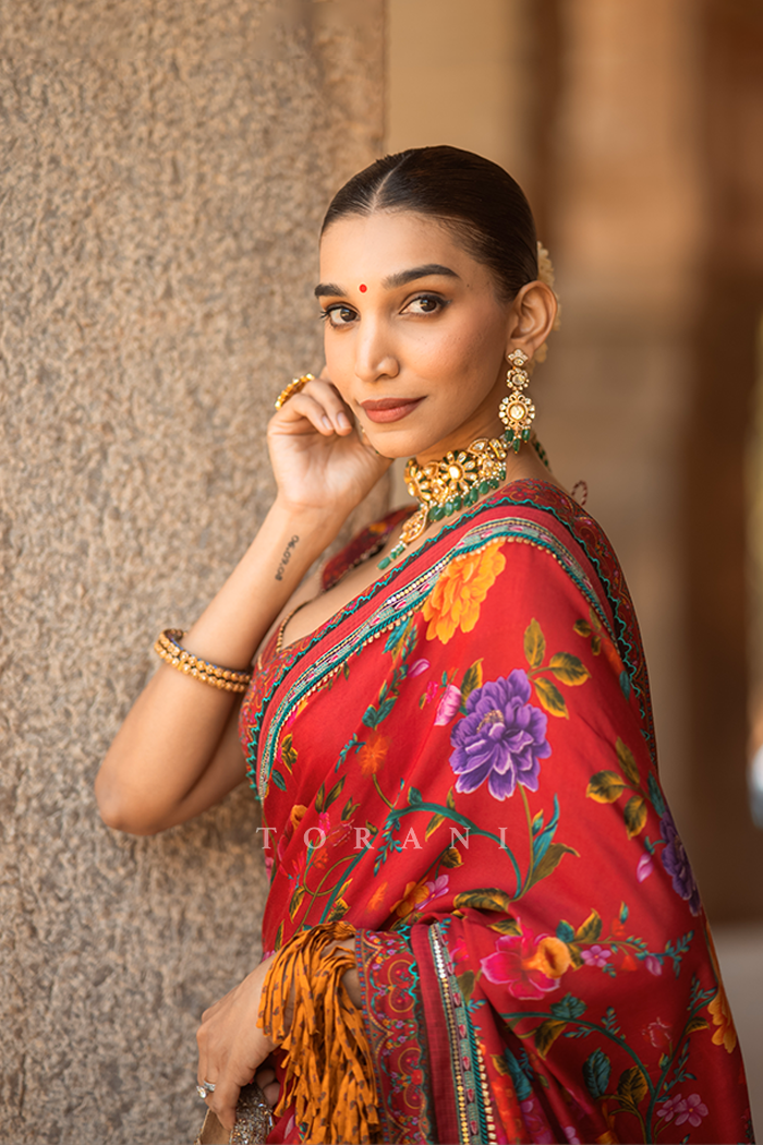 Juhi Godambe in our Dil Surkh Gazal Javeri Saree Set