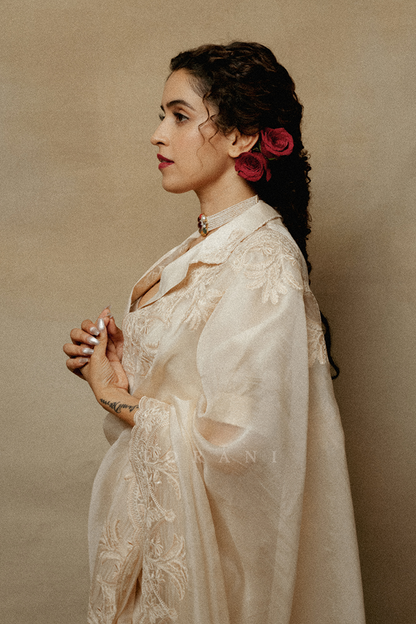 Sanya Malhotra in our Mradu Afrah Saree Set