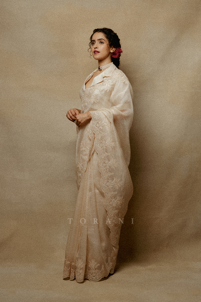 Sanya Malhotra in our Mradu Afrah Saree Set