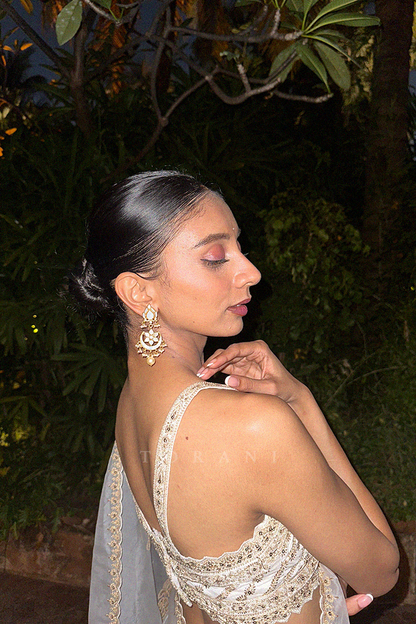 Dolly Singh in our Gul-Bano Daavya Zarra Saree Set