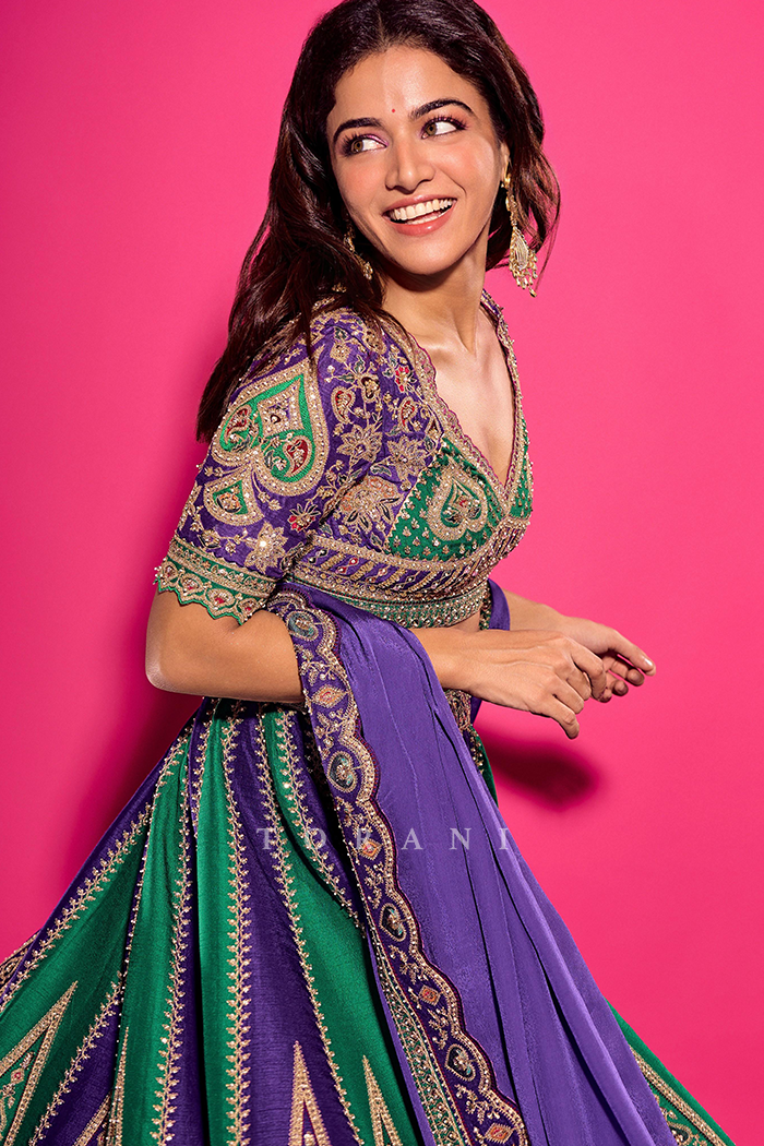 Wamiqa Gabbi in our Baghan Morni Lehenga Set