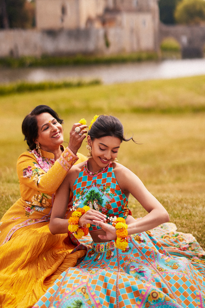 Khush Magazine Featuring our Sunehra Dhuni Jacquard Jacket Set &amp; Firoza Chokor Preet Lehenga Set