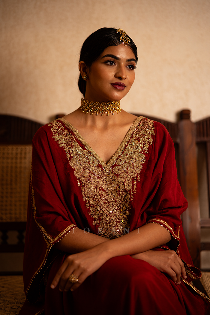 Grace Zachariah in our Sindoori Ashni Kaftan Set