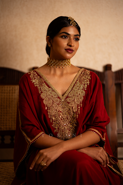 Grace Zachariah in our Sindoori Ashni Kaftan Set