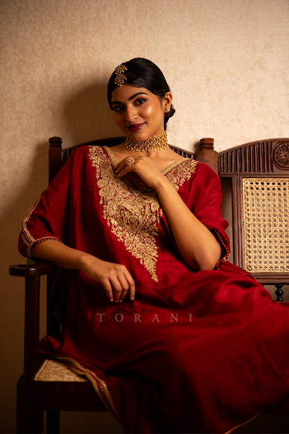 Grace Zachariah in our Sindoori Ashni Kaftan Set