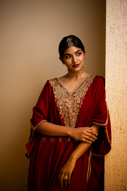 Grace Zachariah in our Sindoori Ashni Kaftan Set