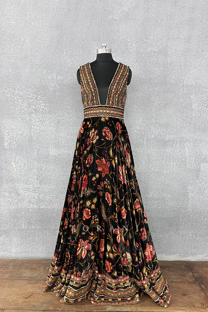 Sale- Siyah Makhmal Firdous Anarkali