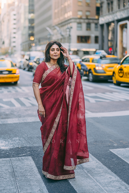 Shefali Shah In Our Custom Sindoori Divyanshi Saree Set