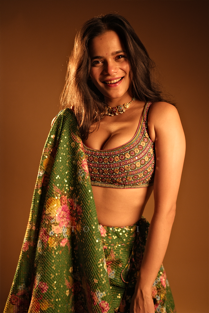 Shrishti Shrivastava in our Panna Aastika Zubaida Lehenga Set