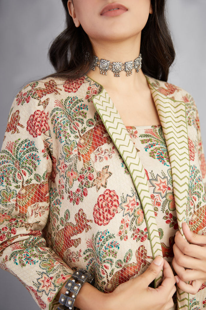 Airawata Ecru Dhuni Jacquard Jacket