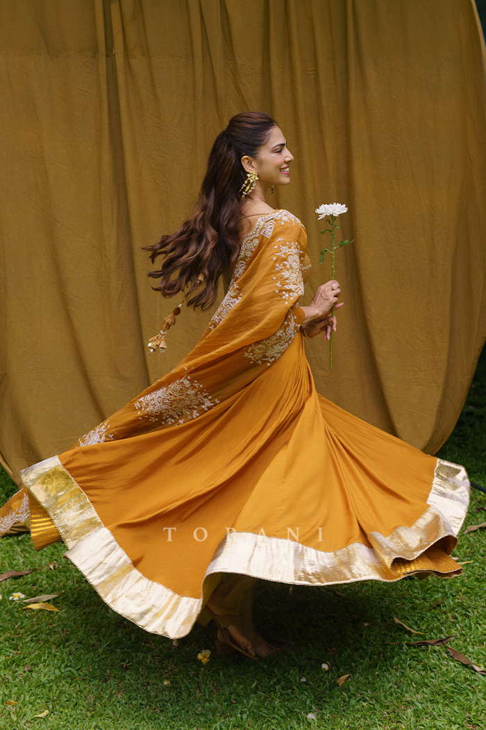 Malavika Mohanan in our Mehre Chandrani Anarkali Set