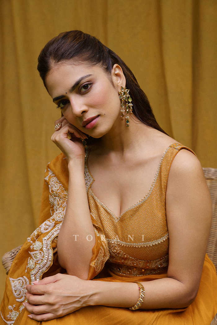 Malavika Mohanan in our Mehre Chandrani Anarkali Set