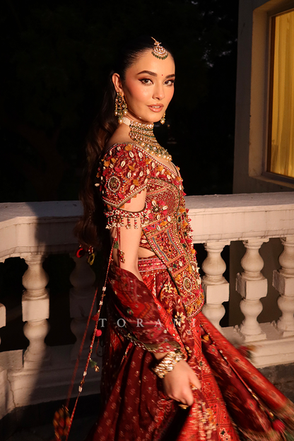 Saira Nanda in our Surkh Raktika Manchitra Lehenga Set