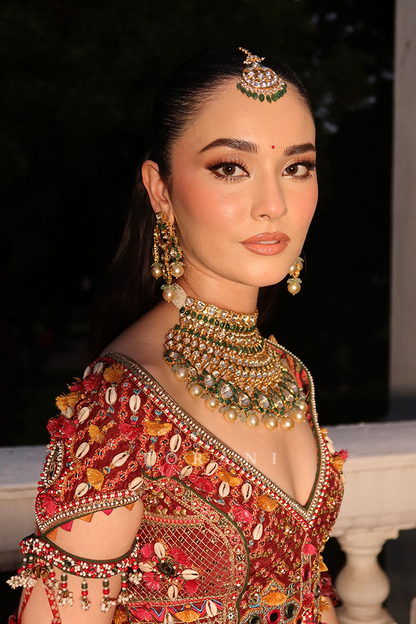 Saira Nanda in our Surkh Raktika Manchitra Lehenga Set