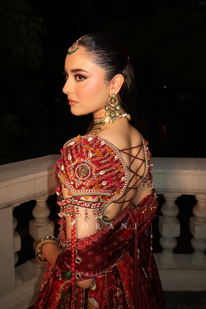 Saira Nanda in our Surkh Raktika Manchitra Lehenga Set