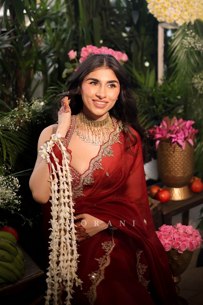 Janvi Vishanwani in our Sindoori Nayantara Lasika Saree Set