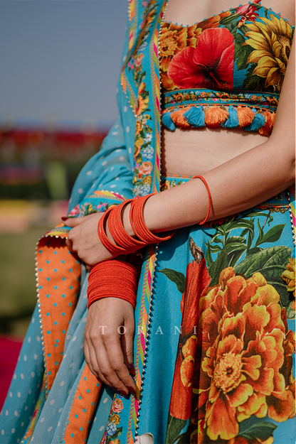 Shambhavi Dutta in our Custom Firoza Abani Lehenga Set