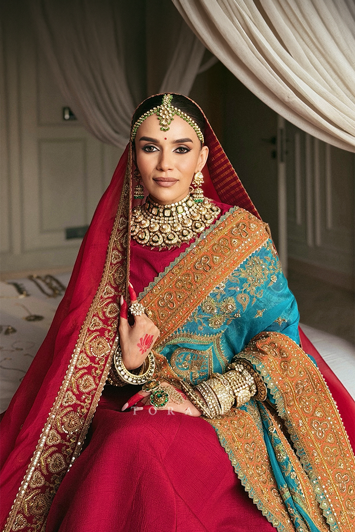 Komal Pandey in our Saroja Shreeja Malka Lehenga Set