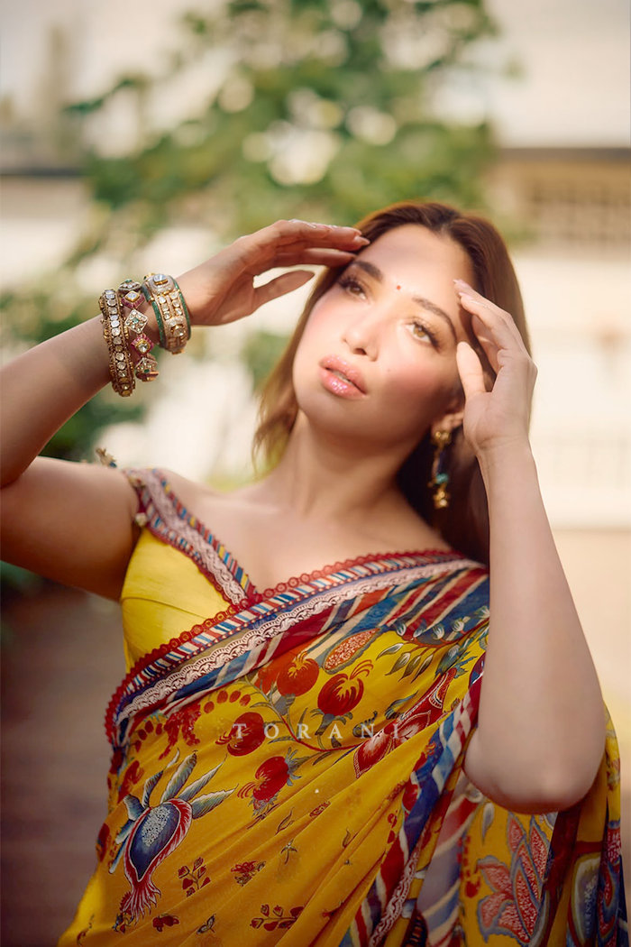 Tamannaah Bhatia in our Sunehra Amaltas Saree Set