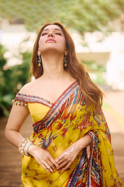 Tamannaah Bhatia in our Sunehra Amaltas Saree Set