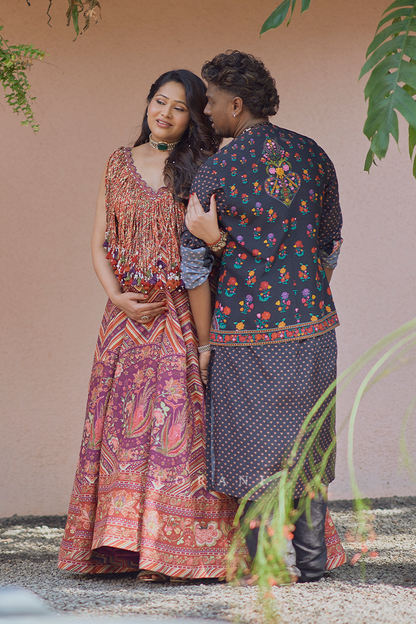 Atlee and Priya in our Laalima Raasya Abhisarika Lehenga Set and Dil Shaad Faris Bandi Set