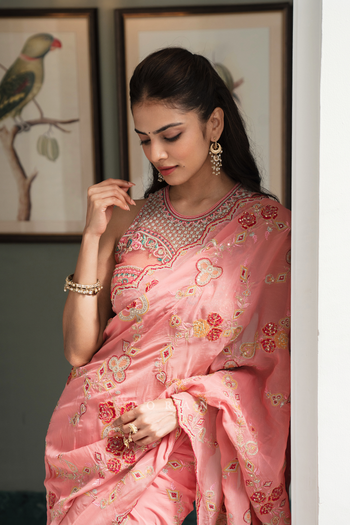 Malavika Mohanan in our Dil Ruba Safiyya Saree Set