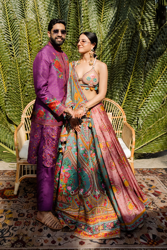 Disha &amp; Parthban in our Dil Nawaz Azmat Lehenga Set and Dil Kusha Arham Jacket Set