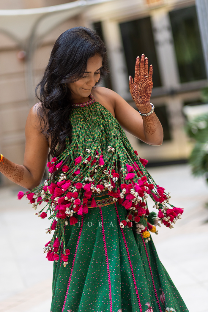 Diya in our Panna Ashwamedha Lehenga Set