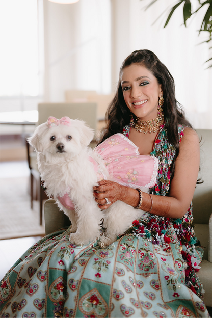Dhruvi &amp; Shubhankar in our Firoza Dil Nawaz Custom Set