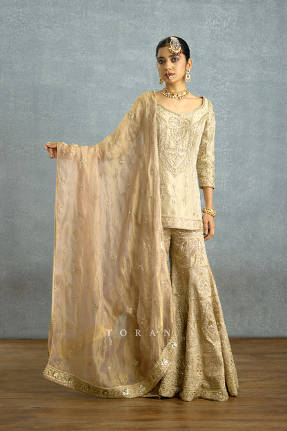 Zard Noor Malka Gharara Set