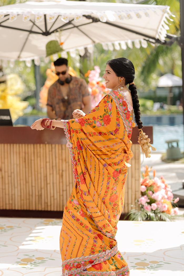 Shaneez in our Dil Seher Shrim Masha Saree Set