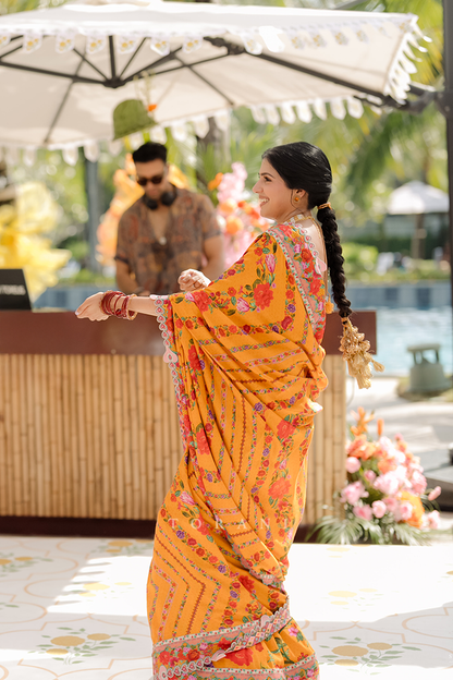 Shaneez in our Dil Seher Shrim Masha Saree Set