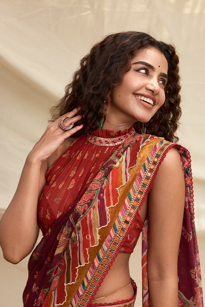 Anupama Parameswaran in our Laalima Pravya Saree Set