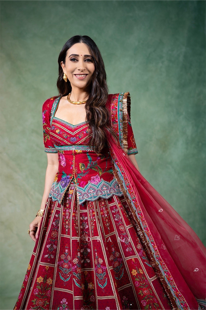 Karisma Kapoor in our Dil Surkh Avora Lehenga Set