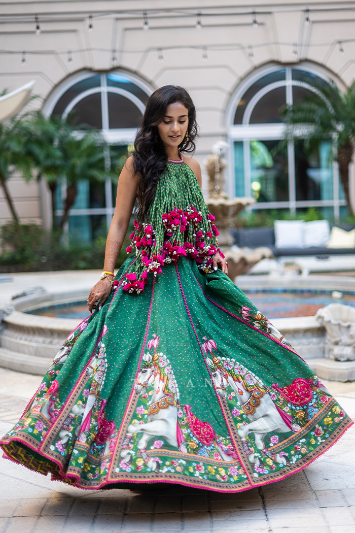 Diya in our Panna Ashwamedha Lehenga Set