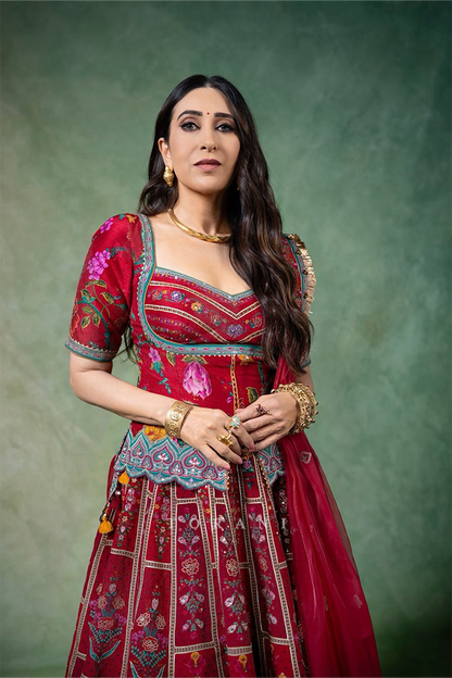 Karisma Kapoor in our Dil Surkh Avora Lehenga Set