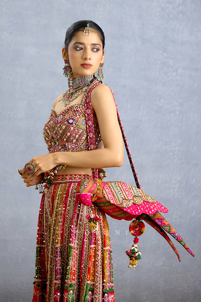 Rangraaga Patola Parrot Potli Bag