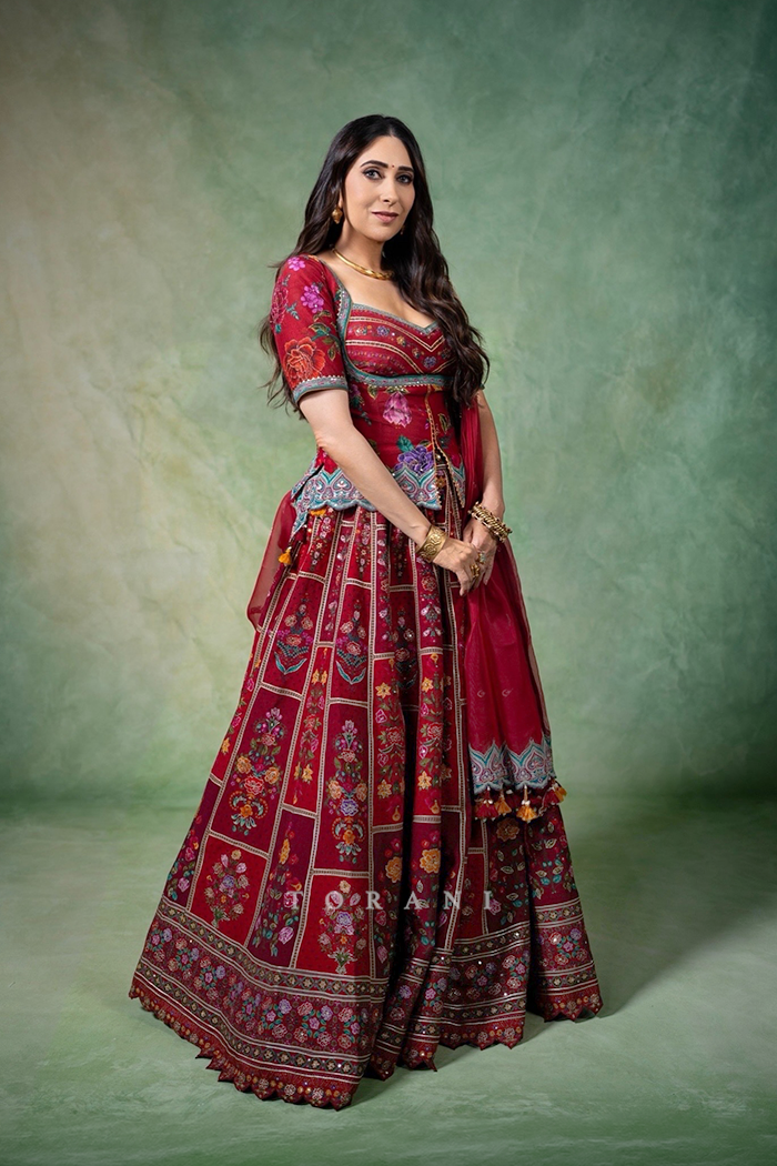 Karisma Kapoor in our Dil Surkh Avora Lehenga Set