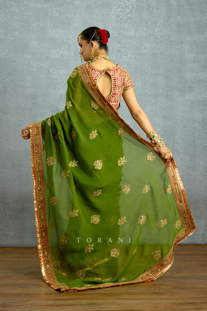 Nauhari Sabz Mumtaz Saree