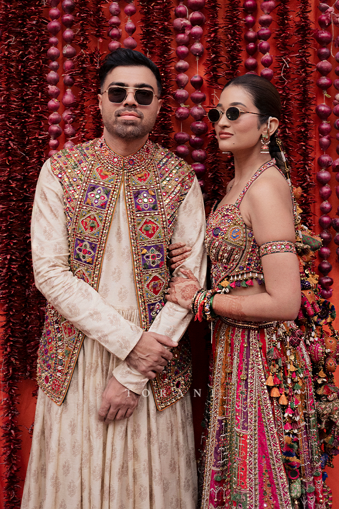 Shruti Bhargava &amp; Shubham Torani in our Custom Patola Set
