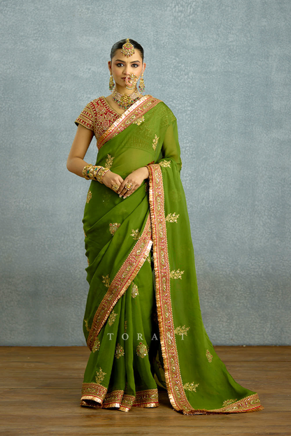 Nauhari Sabz Mumtaz Saree