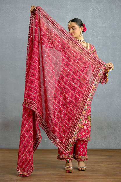 Raktangi Patola Kurta Set