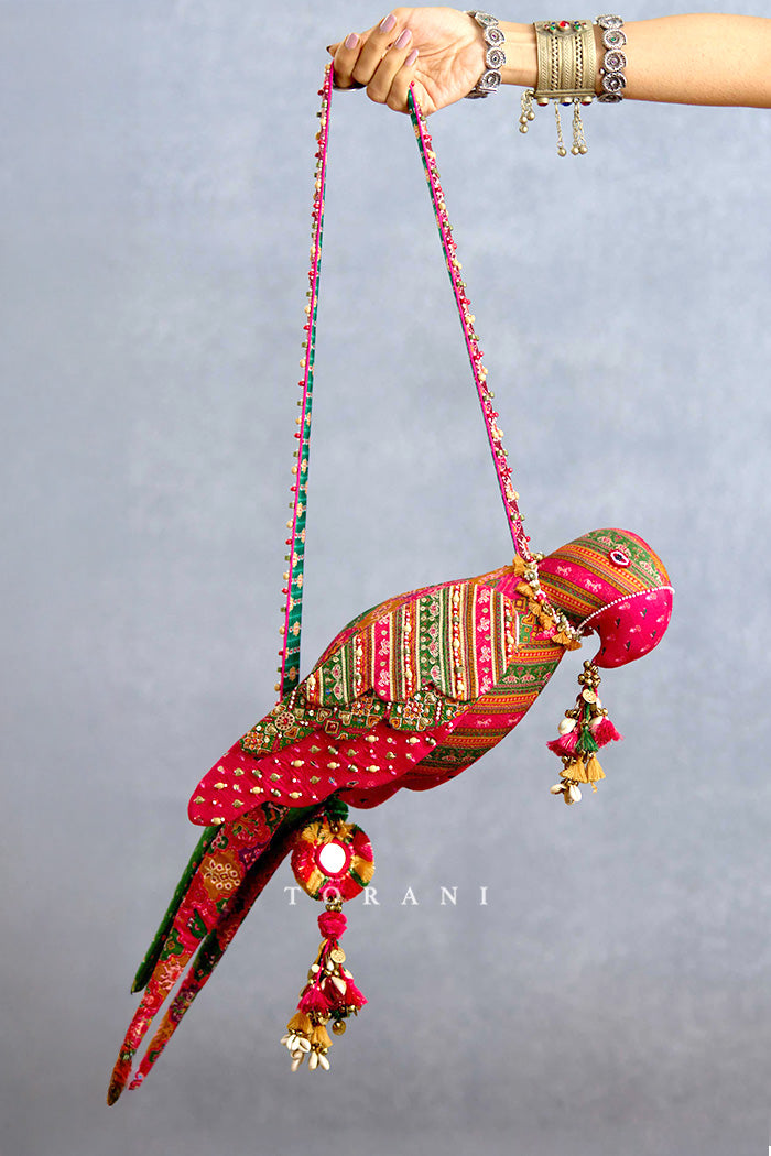 Rangraaga Patola Parrot Potli Bag