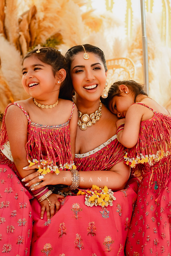 Sonam and Kids in our Custom Lehenga Set
