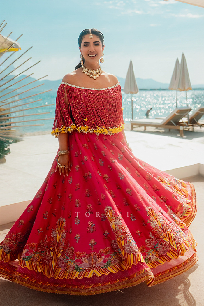 Sonam and Kids in our Custom Lehenga Set