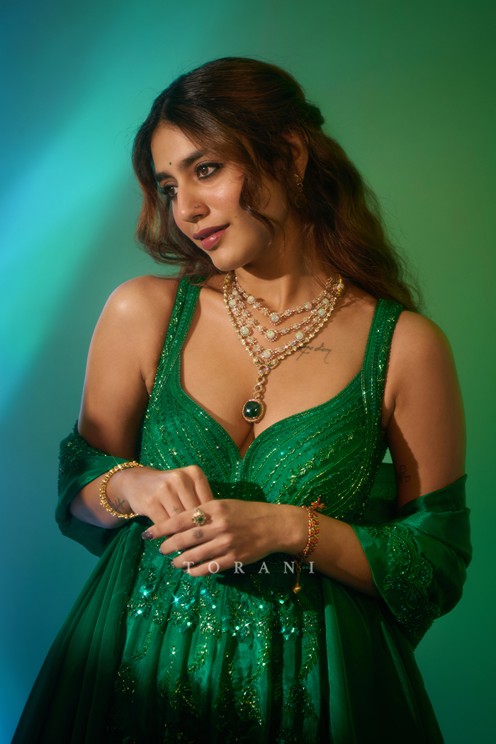 Priya P Varrier in our Parnabha Aruna Anarkali Set