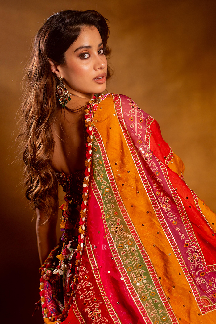 Janhvi Kapoor in our Custom Rangili Dhruvi Drashti Lehenga Set