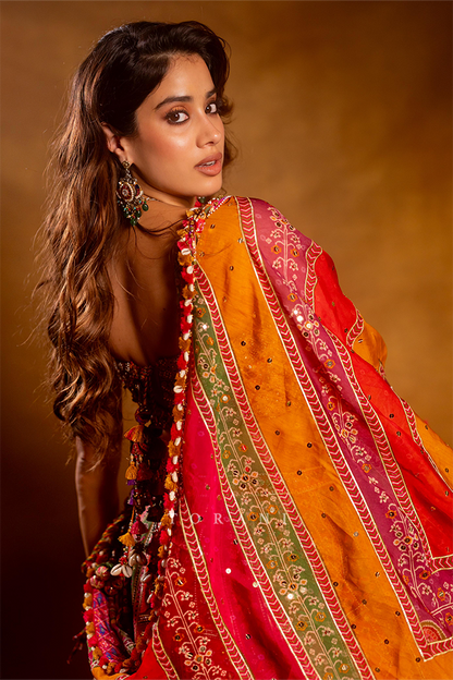 Janhvi Kapoor in our Custom Rangili Dhruvi Drashti Lehenga Set