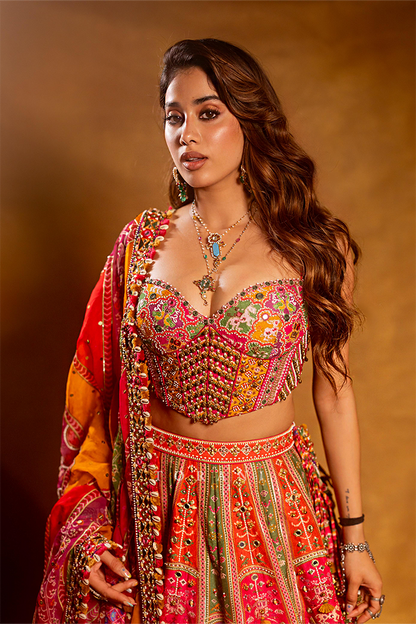 Janhvi Kapoor in our Custom Rangili Dhruvi Drashti Lehenga Set