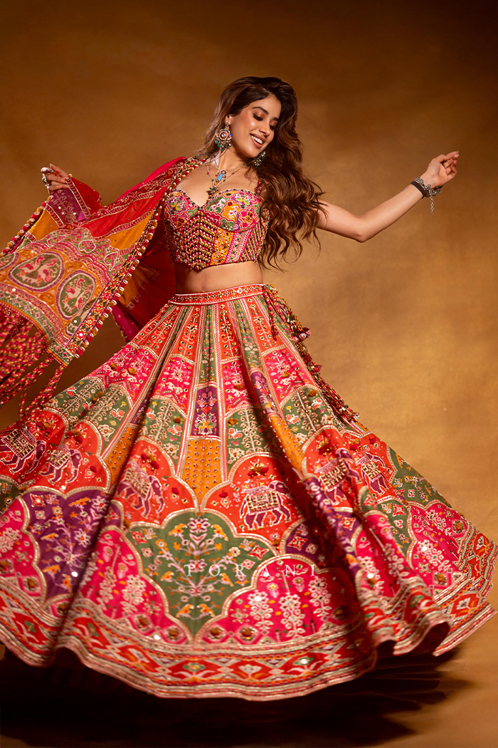 Janhvi Kapoor in our Custom Rangili Dhruvi Drashti Lehenga Set